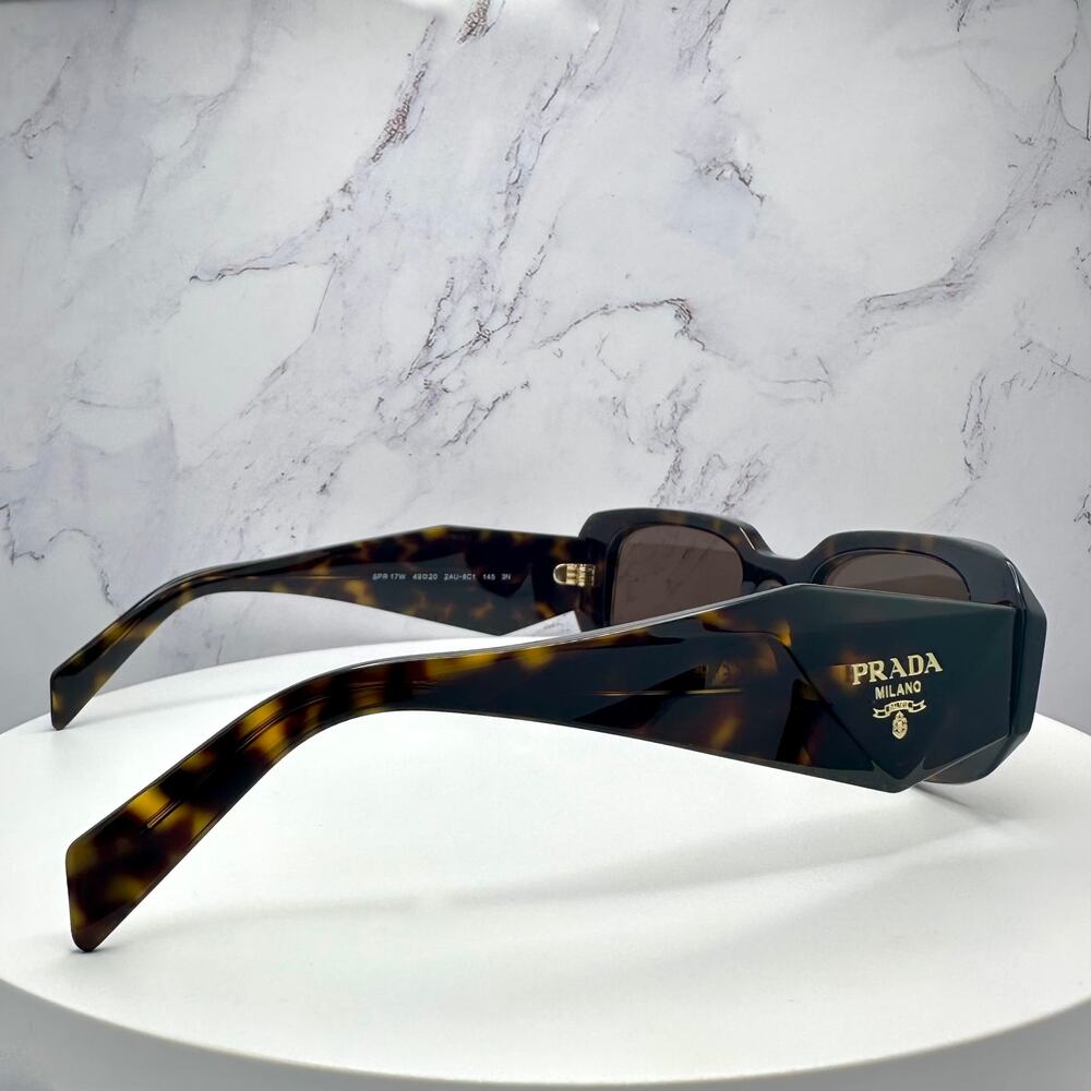 PRADA Sunglasses New Brown Tortoise Acetate PR 17WS Symbole Logo Italy Authentic - Picture 5 of 16